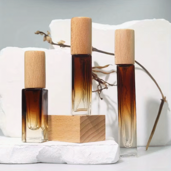 Advanced Square Glass Perfume Spray Bottles with Wooden Caps