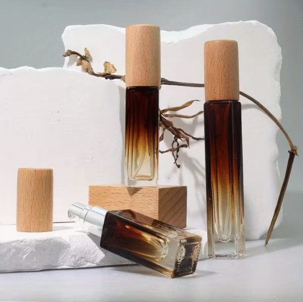 Advanced Square Glass Perfume Spray Bottles with Wooden Caps