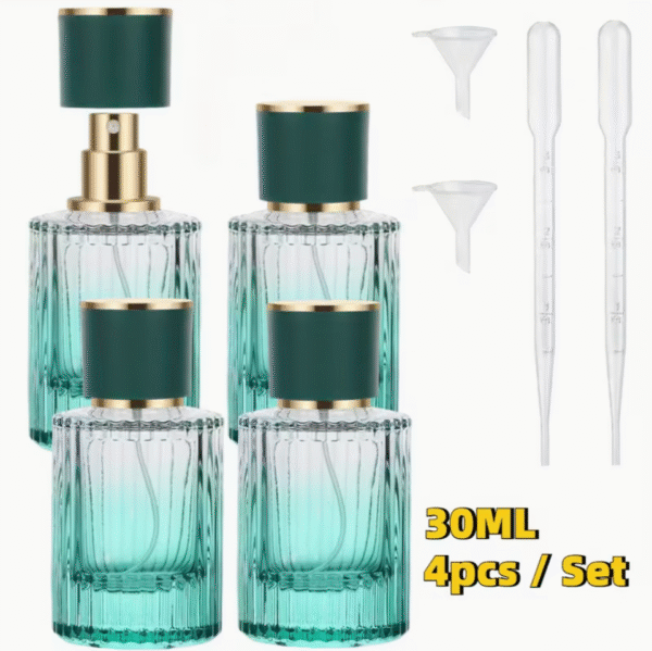 4pcs 30ml Vintage Gradient Glass Perfume Spray Bottle Set
