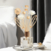 12pcs Elegant Beige and White Dried Flower Reed Diffuser Set with Wooden Sticks