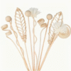12pcs Elegant Beige and White Dried Flower Reed Diffuser Set with Wooden Sticks