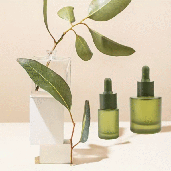 2pcs 30ml Matte Green Glass Dropper Bottles